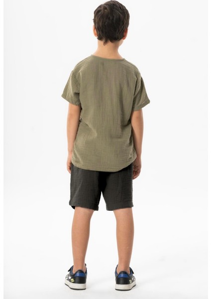 Batı Cep Detaylı Yazlık Müslin Erkek Çocuk Şort Siyah Syh fırsatları