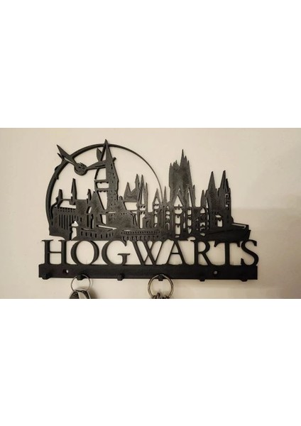 Hogwarts Temalı Duvar Tipi Anahtarlık - Dekoratif Kapı Girişi 6 Askılı Anahtarlık