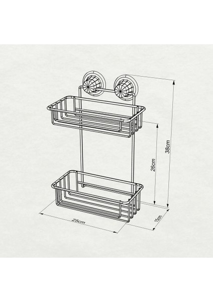 Vakumlu Banyo Duvar Rafı Şampuanlık 2 Katlı Siyah modelleri