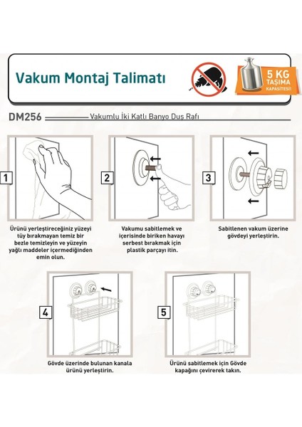 Vakumlu Banyo Duvar Rafı Şampuanlık 2 Katlı Siyah fırsatları
