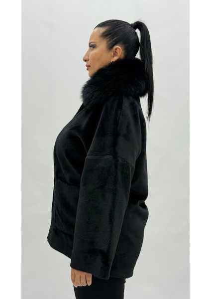 Büyük Beden Cepli Fermuarlı Uzun Kol Oversize Kadın Kürk Mont modelleri