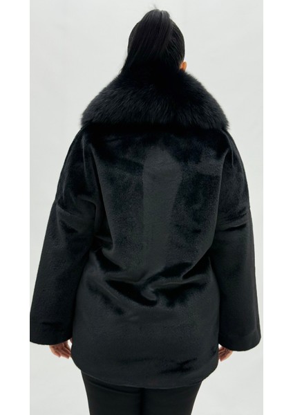 Büyük Beden Cepli Fermuarlı Uzun Kol Oversize Kadın Kürk Mont fırsatları