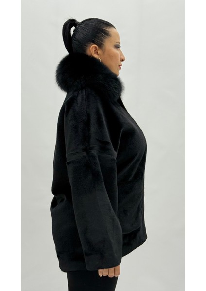 Büyük Beden Cepli Fermuarlı Uzun Kol Oversize Kadın Kürk Mont indirimleri
