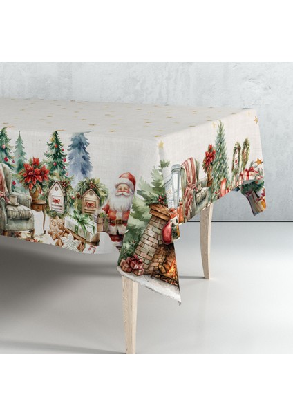 Yılbaşı Desenli Dijital Baskılı Masa Örtüsü - 140 x 220 cm 140X240 cm - Panama Kumaş modelleri