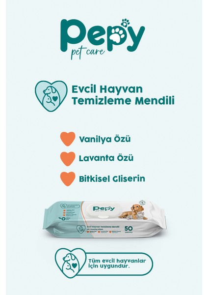 Kedi ve Köpek Kullanımına Uygun Evcil Hayvan Temizleme Mendili 3 Paket 150 Adet modelleri