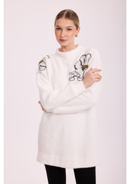 5008 Florana Nakışlı Angora Tunik