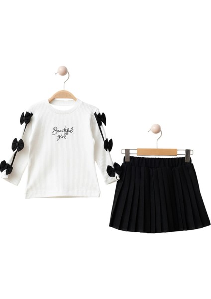 442419 Kız Çocuk Beautiful Girl Fiyonk Detaylı Etek Üst Takım
