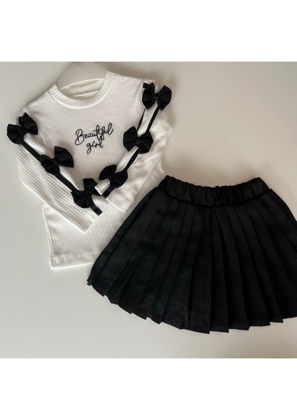 442419 Kız Çocuk Beautiful Girl Fiyonk Detaylı Etek Üst Takım fiyatları