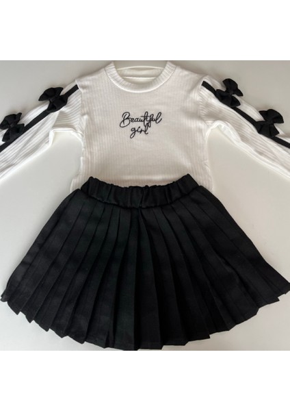 442419 Kız Çocuk Beautiful Girl Fiyonk Detaylı Etek Üst Takım fırsatları