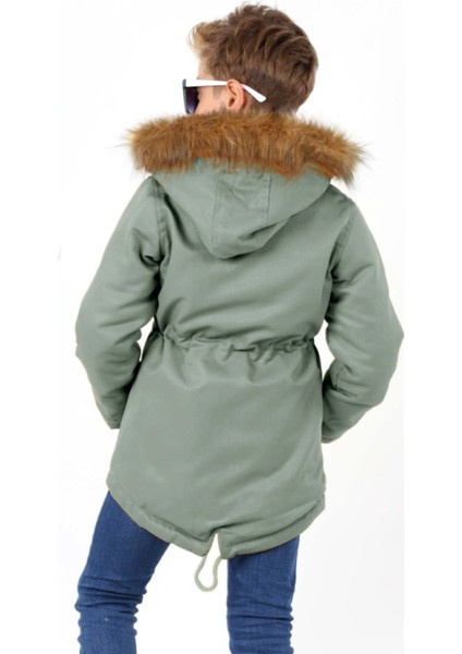 Erkek Çocuk Su Geçirmez Çıkarılabilir Kapüşonlu Pelüş Kürk Astarlı Uzun Mont Kaban fırsatları
