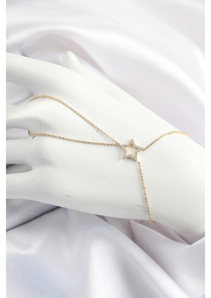 Pirinç Gold Renk Zirkon Taşlı Yıldız Model Şahmeran - TJ-SN678