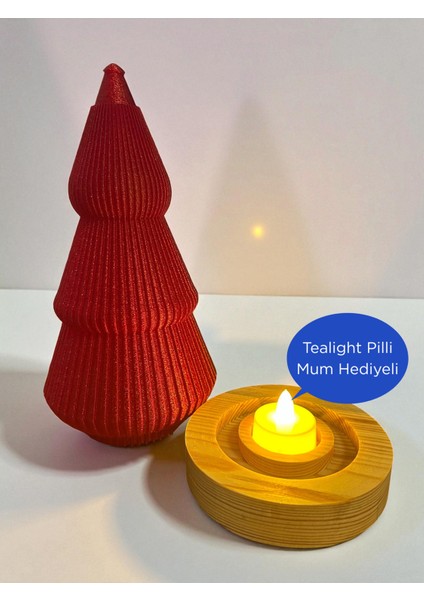 Pinee Doğal Ahşap Tabanlı, Çevreci Yılbaşı Süsü - Pilli Tealight Dahil fırsatları