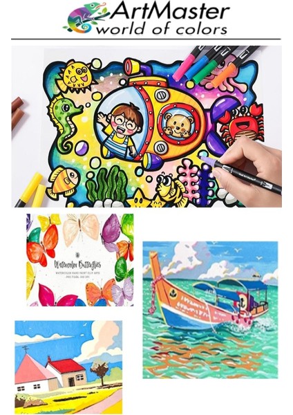 A5 Eskiz Defteri 50 Yaprak 100 gr 1 Adet 24 Renk Marker Kalem Çift Taraflı Touch Çift Uçlu Eskiz Defteri Boya Seti modelleri