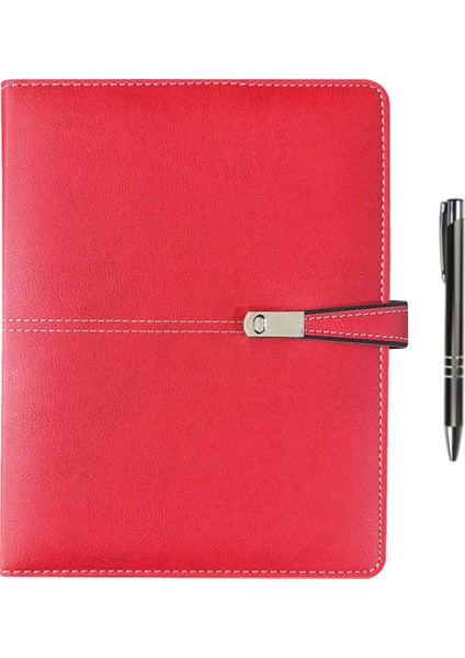 2026 Organizer Ajanda Kart Bölmeli 18X23 Tarihli Defter Mıknatıs Klipsli Kırmızı Mekanizmalı Seperatörlü Tükenmez Kalem Hediyeli