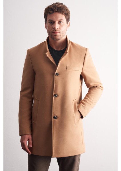 Camel Hakim Yaka Classic Slim Fit Esnek Kaban 1008255162