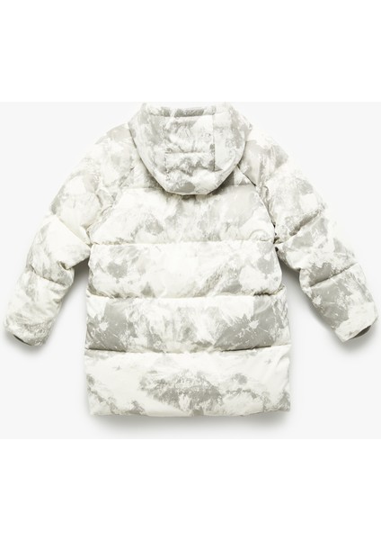 Kapşonlu Uzun Kollu Desenli Cepli Oversize Mont fiyatları