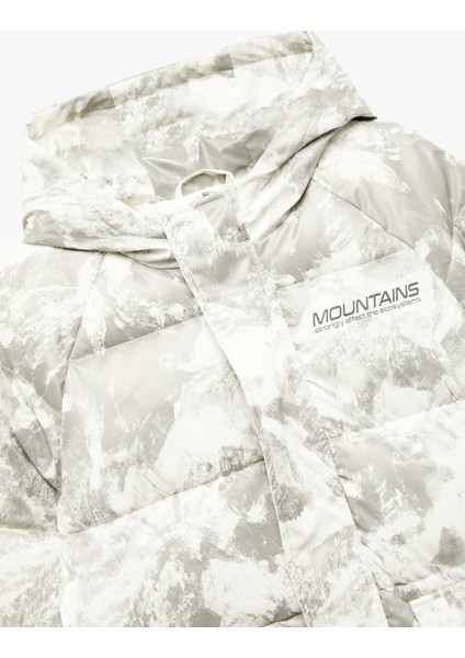 Kapşonlu Uzun Kollu Desenli Cepli Oversize Mont modelleri