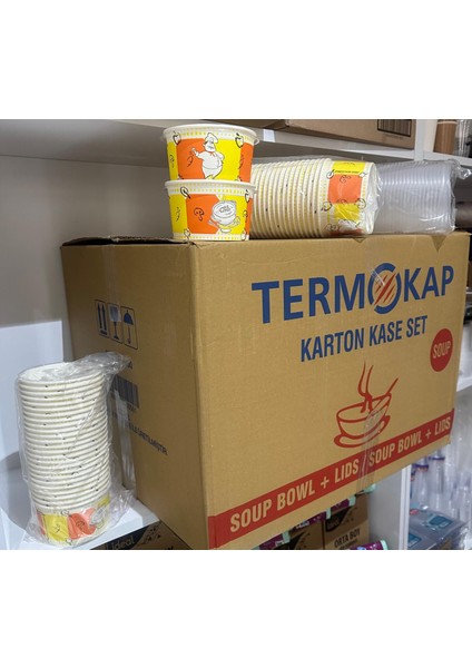 16 Oz Karton Kase Kapaklı 1 Koli 500 Adet (Çorba,yemek Kasesi )