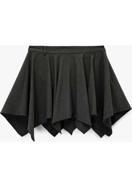 Viskon Karışımlı Volanlı Asimetrik Kesim Mini Etek fiyatları