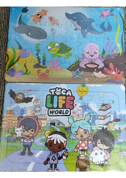 2 Adet Puzzle Yap Boz (33CM*23CM*40PARÇA) (Toca Boca / Denizdeki Dostlar Figürlü)