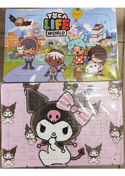 2 Adet Puzzle Yap Boz (33CM*23CM*42PARÇA) (Tocaboca-Kuromi Figürlü)