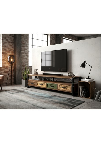 Almond Doğal Ahşap Çekmeceli Tv Ünitesi - 220CM fiyatları