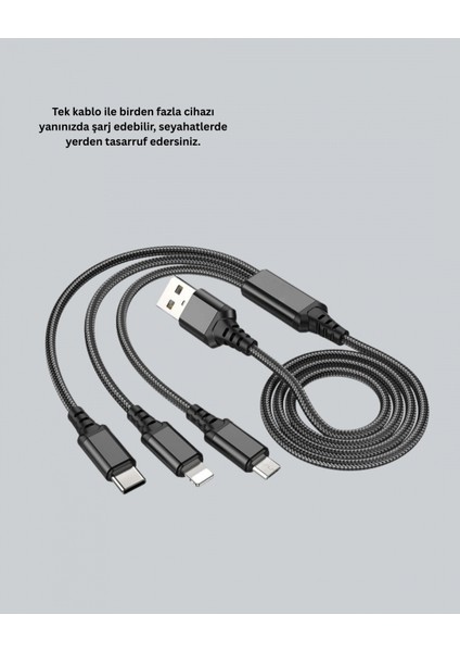 Evrensel 3 Başlıklı Şarj Kablosu – Iphone Huawei Samsung Için indirimleri