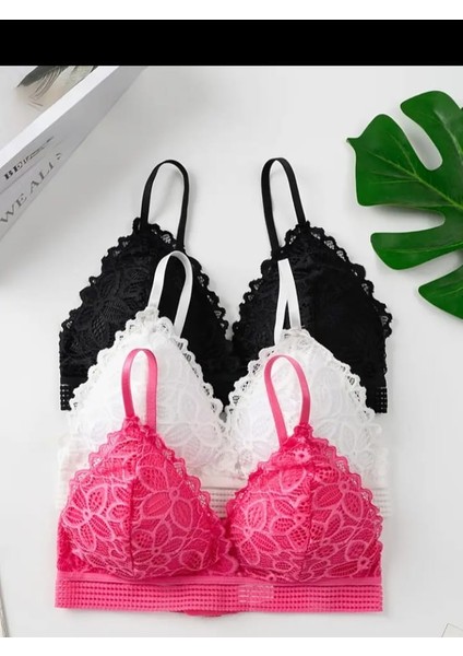 3 Lü Dantelli Üçgen Sütyen