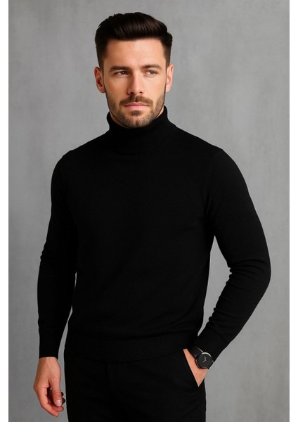 Erkek Yarım Balıkçı Yaka Triko Kazak