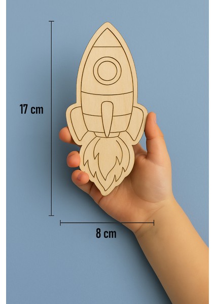 Uzay Roket Ahşap Boyama Etkinlik Seti Eğitici Çocuk Aktivite + Fırça + Akrilik Boya Kreş Okul Öncesi fırsatları
