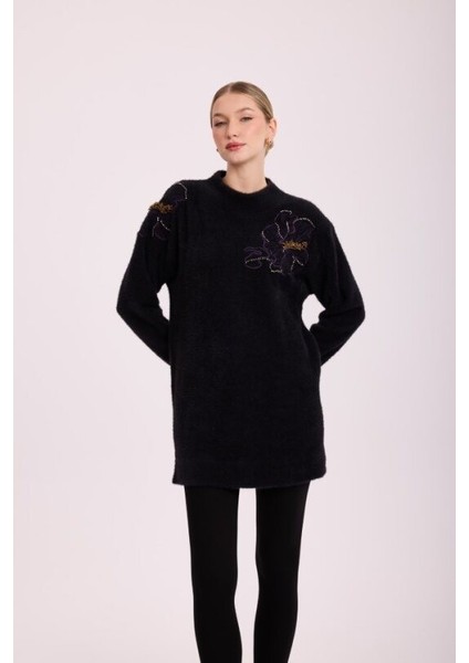 5008 Florana Nakışlı Angora Tunik