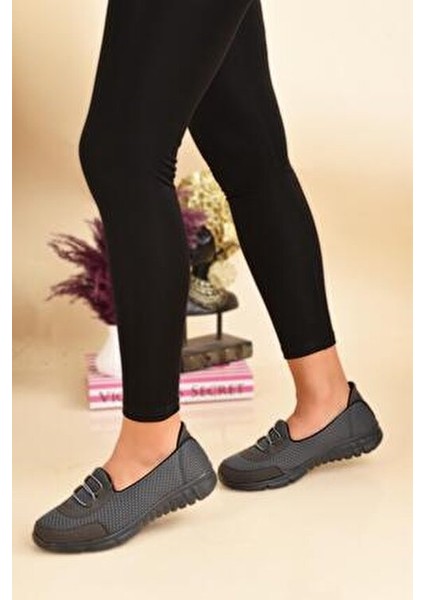 Kadın Siyah Beyaz Bağcıksız Rahat Hafif Memory Kalın Taban Yürüyüş Anne Günlük Bez Spor Ayakkabı fiyatları