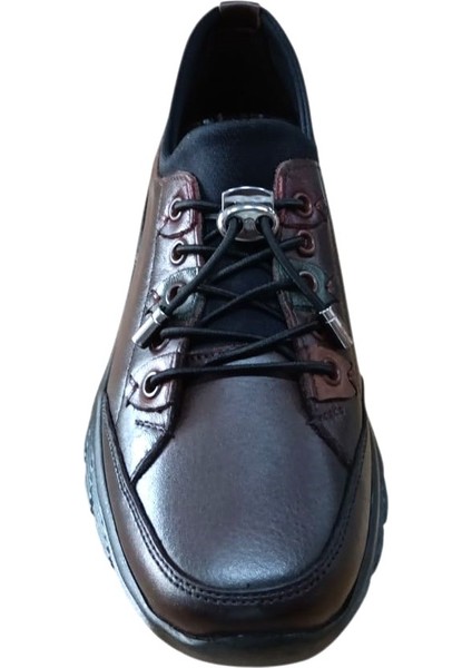 Palovit 027 Kadın Hakiki Deri Lastikli Düz Taban Comfort Günlük Ayakkabı Kahve modelleri