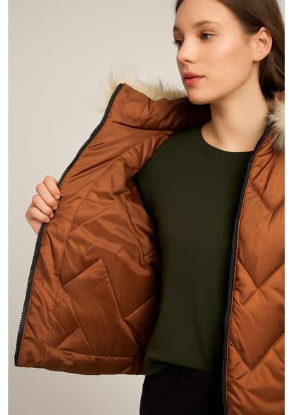 Şişme Mont (Tüylü Fermuarlı Kapşonlu) fırsatları