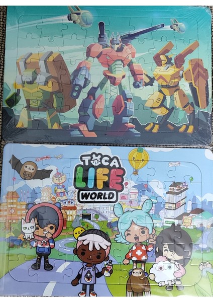 2 Adet Puzzle Yap Boz (33CM*23CM*40PARÇA) (Toca Boca / Robotlar Figürlü)