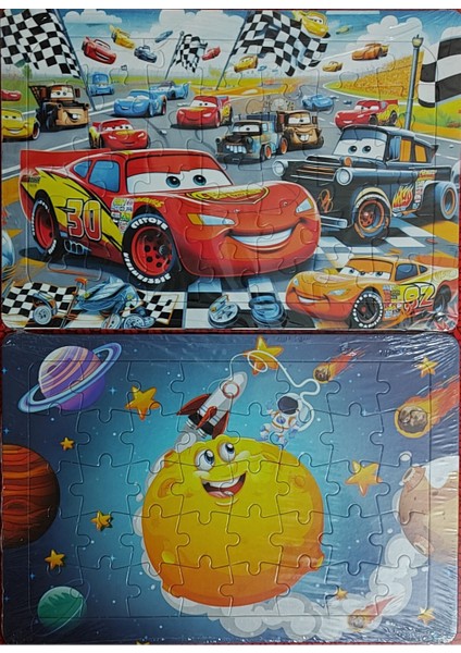 2 Adet Puzzle Yap Boz (33CM*23CM*42PARÇA) (Arabalar / Uzay )