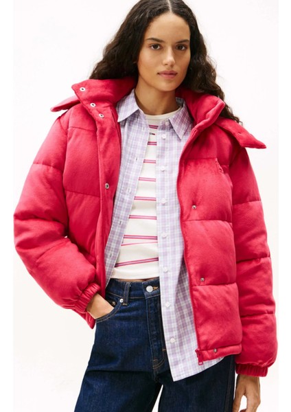 Tjw Kapitone Kadife Şişme Kadın Kırmızı Ceket DW0DW21668XJP