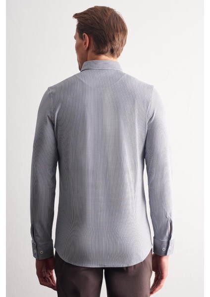 Koyu Lacivert Smart Düğmeli Yaka Uzun Kol Cepsiz Slim Fit Casual Gömlek 1004255166 indirimleri