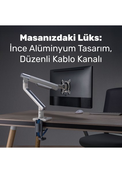 STD49012UW Elysium 17"-32" Ultra Slim Alüminyum 2xusb Amortisörlü Vesa Tekli Monitör Tutucu fiyatları