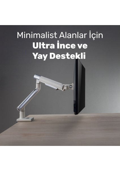 STD49012UW Elysium 17"-32" Ultra Slim Alüminyum 2xusb Amortisörlü Vesa Tekli Monitör Tutucu modelleri