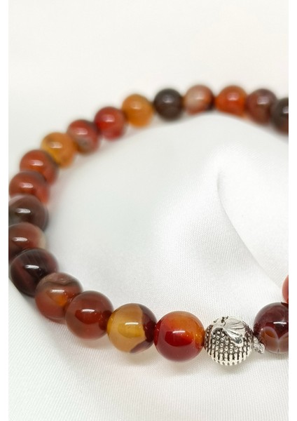 Gümüş Aksesuarlı Farklı Tonlu Akik Doğal Taşlı Bileklik fiyatları