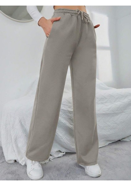 Kadın Baggy Fit 3 Iplik Beli Lastikli Geniş Paça Eşofman modelleri