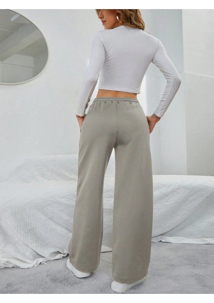 Kadın Baggy Fit 3 Iplik Beli Lastikli Geniş Paça Eşofman fırsatları