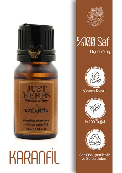 Karanfil Yağı 10 ml %100 Saf ve Doğal Syzgium Aromaticum Oil