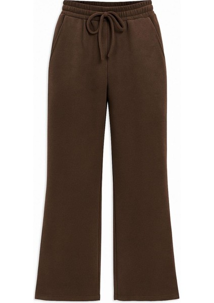 4782 Kadın Beli Lastikli Selanik Palazzo Pantolon Kahve