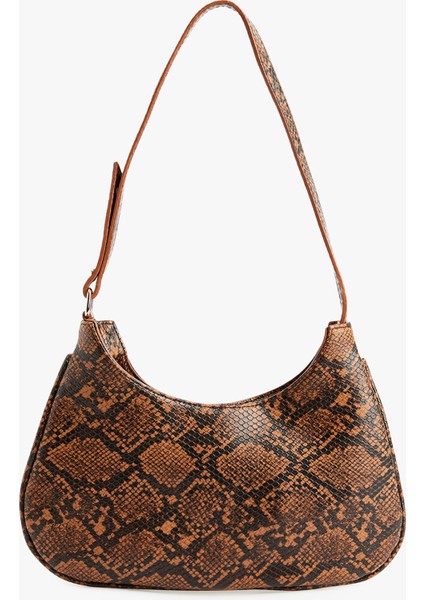 Askılı Yılan Derisi Görünümlü Omuz Çantası