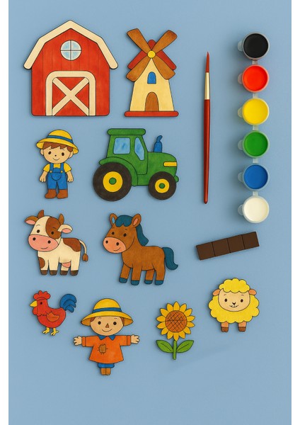 Çiftlik Ahşap Boyama Figürleri ve Etkinlik Seti Eğitici Çocuk Aktivite Okul Öncesi Boyasız fiyatları