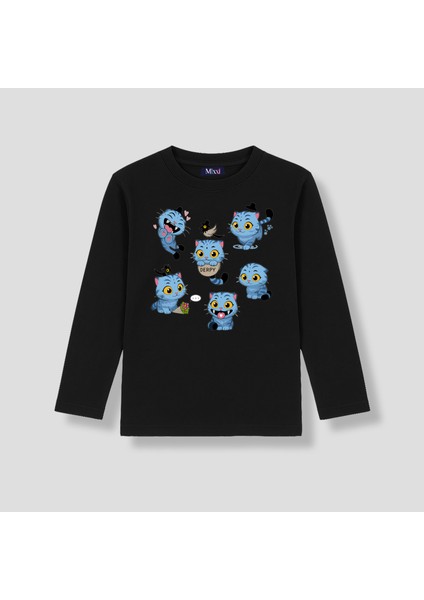 Kpop Demon Hunters Sevimli Derpy Uzun Kollu Baskılı Kız Çocuk Tişört