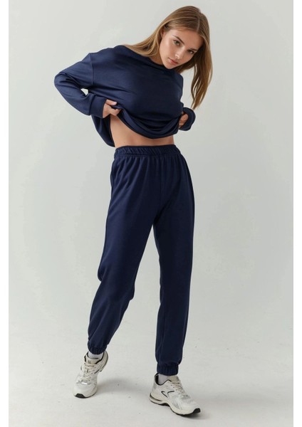 Kadın Esnek Bel Modal Touch Jogger Pantolon Lacivert