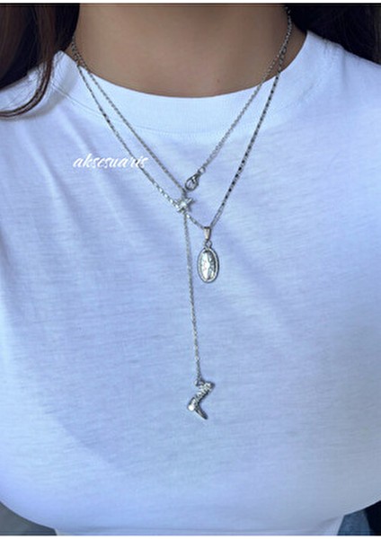 2'li Kovboy Çizme Y Kolye Pole Star Gümüş Kolye Kombin Set fiyatları